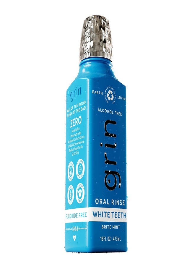 Grin White Teeth Oral Rinse, 16 Fl Oz, Fresh Breath Mouthwash, Brite Mint Flavored, Alcohol-Free - Image 3